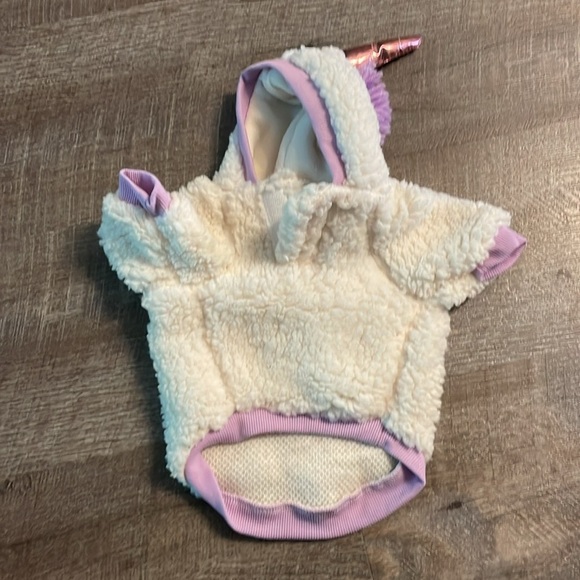 Top Paw Dog Apparel Unicorn White Purple Fleece Rose Gold Horn Hooded Costume XS - Picture 2 of 14